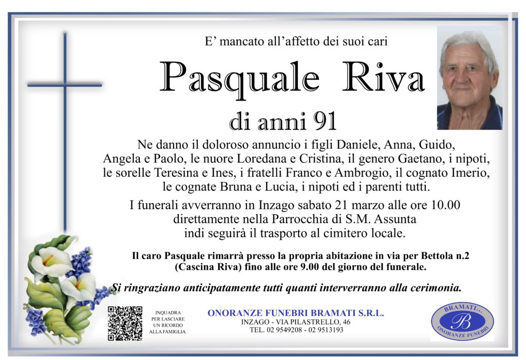 Addio a Pasquale Riva, storico membro del coro Santa Cecilia